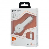 Купить Зарядное устройство АЗУ Vertex  Slim Line 1000mA для iPhone 5 разъем s8-pin цвет белый